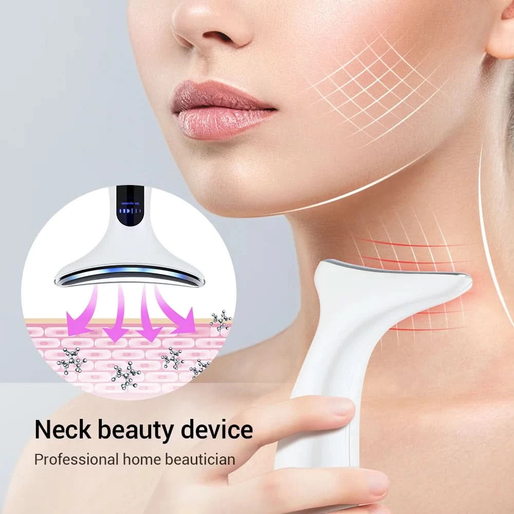 Neck Beauty Device EMS Microcurrent Chin Facial Lifting LED Firming Rejuvenation Anti Wrinkle Skin Care Face Massager - M & M Global