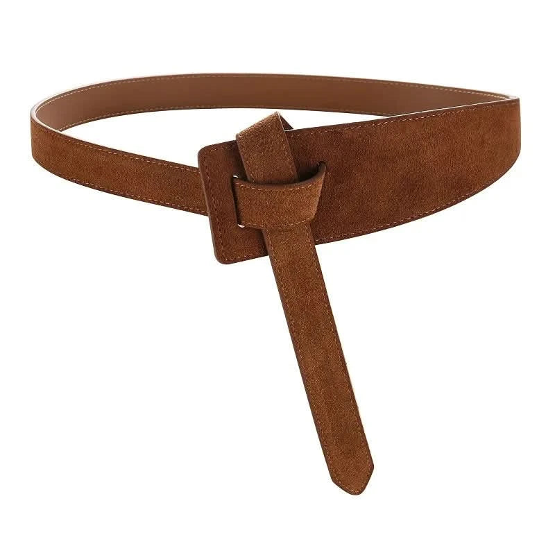 Knotted Belts for Women Belt Lady Waistband Soft Genuine Leather Suede Cowhide Waist Belt Straps Long Dress Coat Accessories - M & M Global