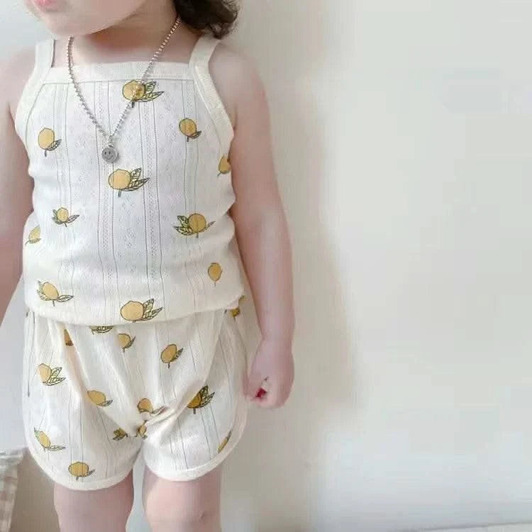 Baby Clothes Sets Summer Toddler Girl Strap Suits Cotton Printing Baby Boy Tops Tee and Shorts Infant Tracksuit Newborn Sets - M & M Global