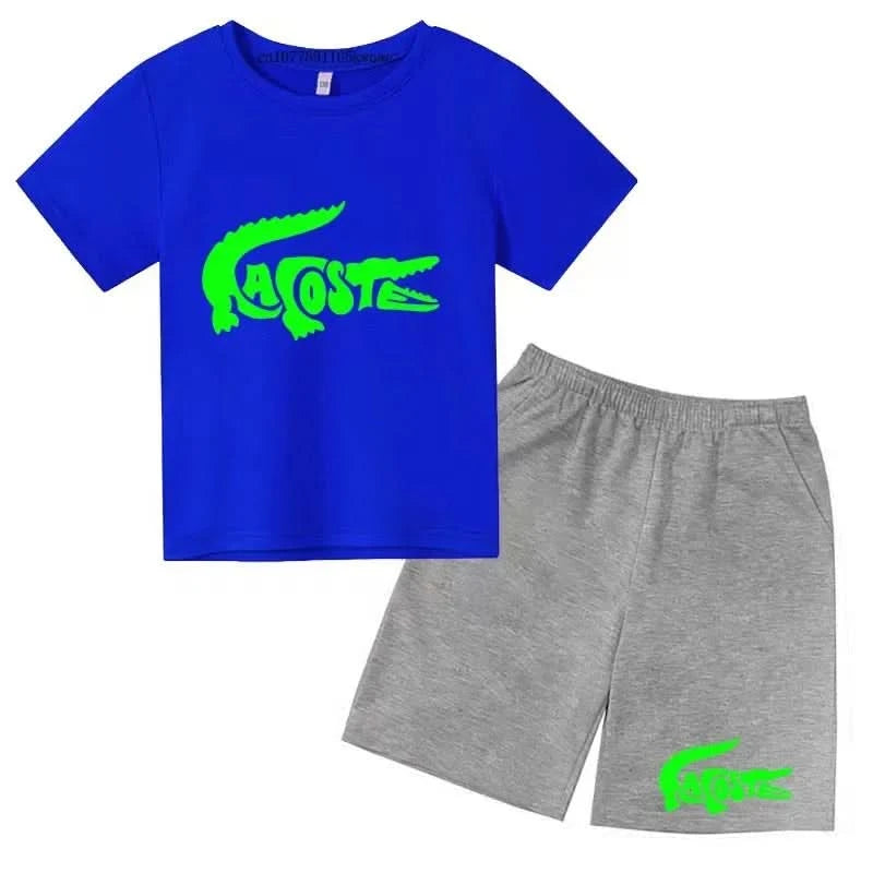 Summer Brand Casual 3-12Y Short Sleeve+Shorts Fashion Children's T-shirt Boys Girls leisure Set - M & M Global