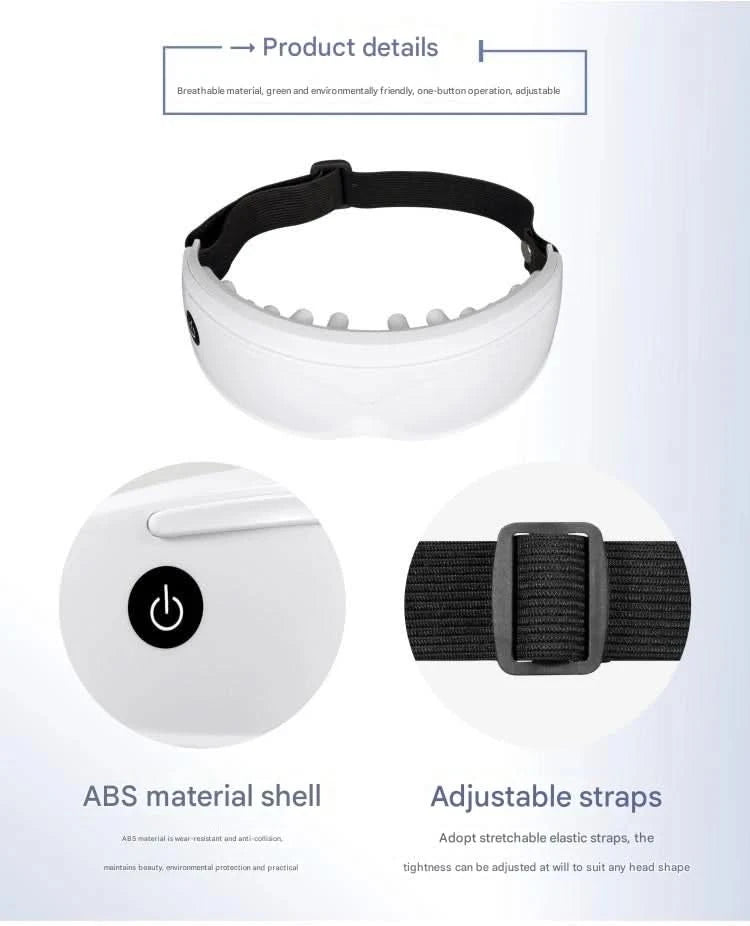 Eye massager with 9 modes and multi frequency vibration 22 magnets for eye massage caring for eye health and safety materials - M & M Global