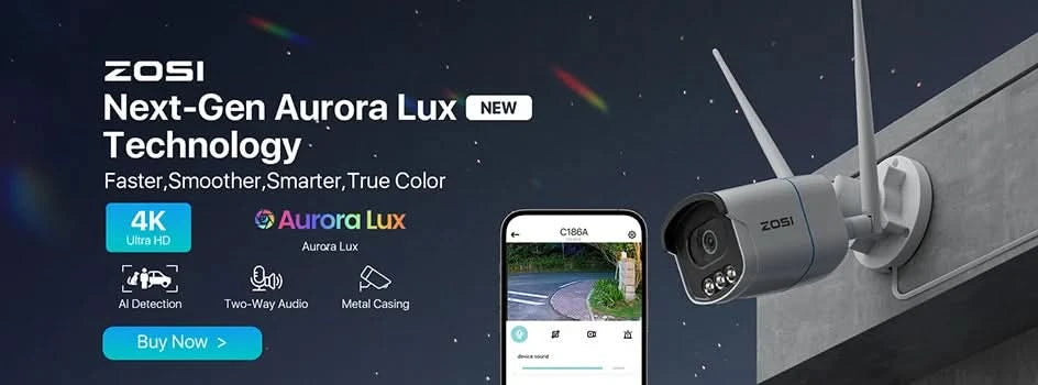 ZOSI 360° Smart Home Security Camera PTZ Auto Tracking Baby Monitor AI Panoramic HD Night Vision Indoor WiFi Surveillance Camera