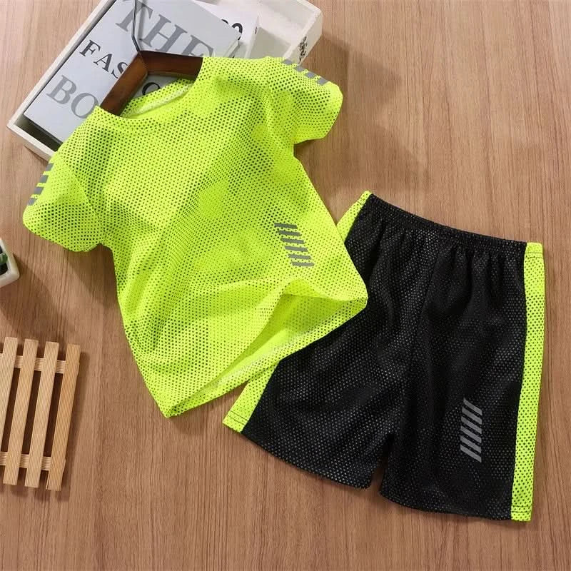 Boy Girl Sports Set Summer Teenager Clothing Suit New Children T-shirt+Shorts 2Pcs Outfits Baby Kids Breathable Sport Sets 2-14Y - M & M Global