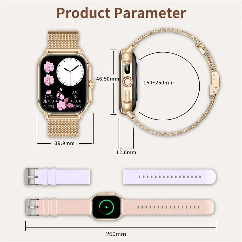 1.95 Inch Large Screen Women Outdoor Sports Smartwatch Plus - Touchscreen, Motion Tracking, Wireless Connectivity