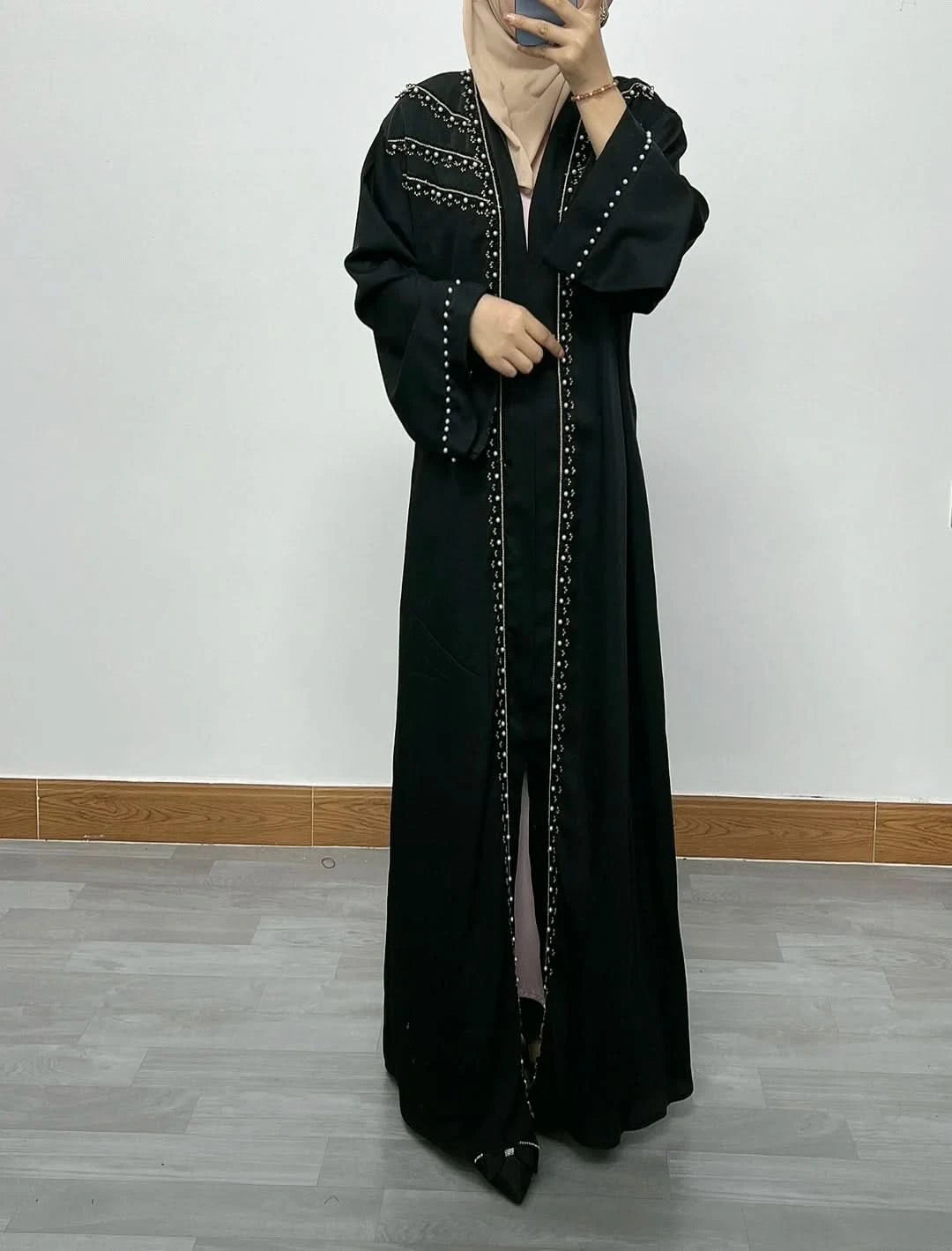 Ramadan Luxury Muslim Fashion Bat Sleeve Moroccan Turkiye Dubai Dress Middle East Arab Dress Sequins Golden Velvet Long Dress - M & M Global