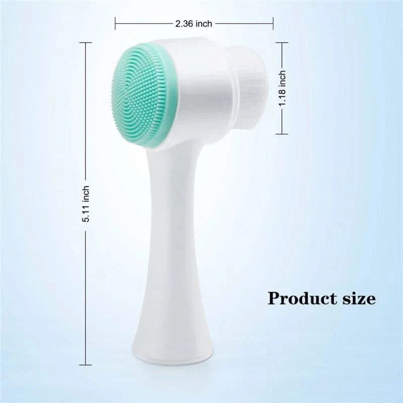 3D Double Silicone Facial Cleansing Brush Manual Massage Facial Brush Soft Bristles Exfoliator Double Sided Face Wash Brush - M & M Global