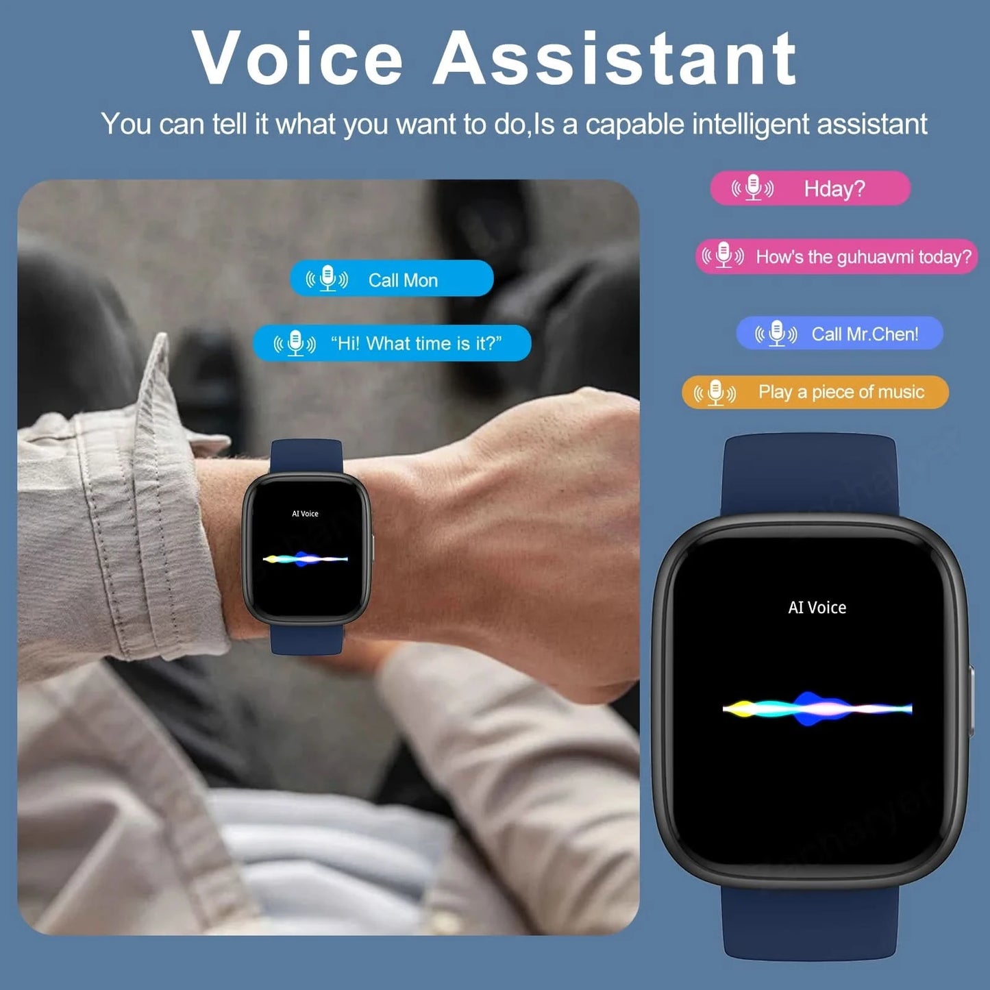Smart watch, wireless calling/dial,fitness monitoring, multi-Sport mode, calling reminder and rejection, for iPhone/Andriod