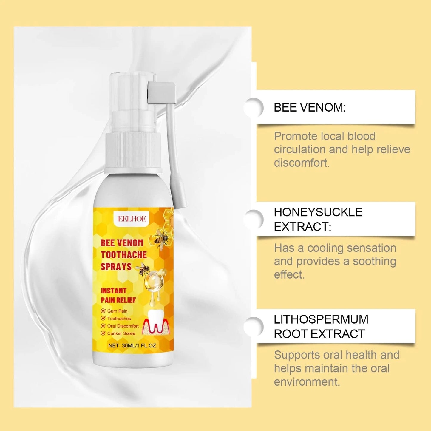 Toothache Spray Swollen Gum Relief Spray Periodontitis Treatment Cure Worms Antiseptic Mouth Tooth Toothpaste Breath Freshener - M & M Global