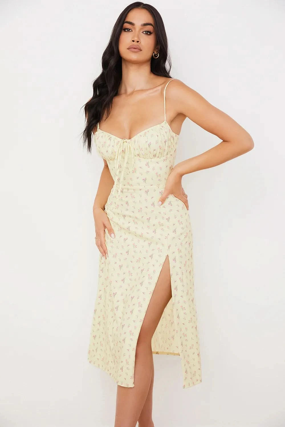 Women Elegant Floral Beach Vacation Bodycon Streetwear Long Dress 2024 Summer Clothes Wholesale Items For Business - M & M Global