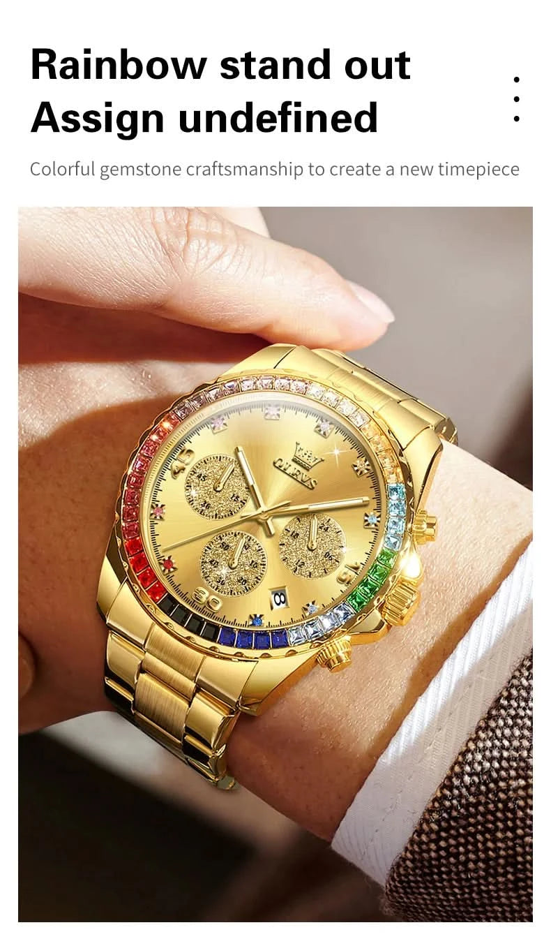 OLEVS 2939 Mens Watch Original Brand Quartz Watch Waterproof Luminous Watch For Men Multifunctional Chronograph Sport Date Reloj - M & M Global