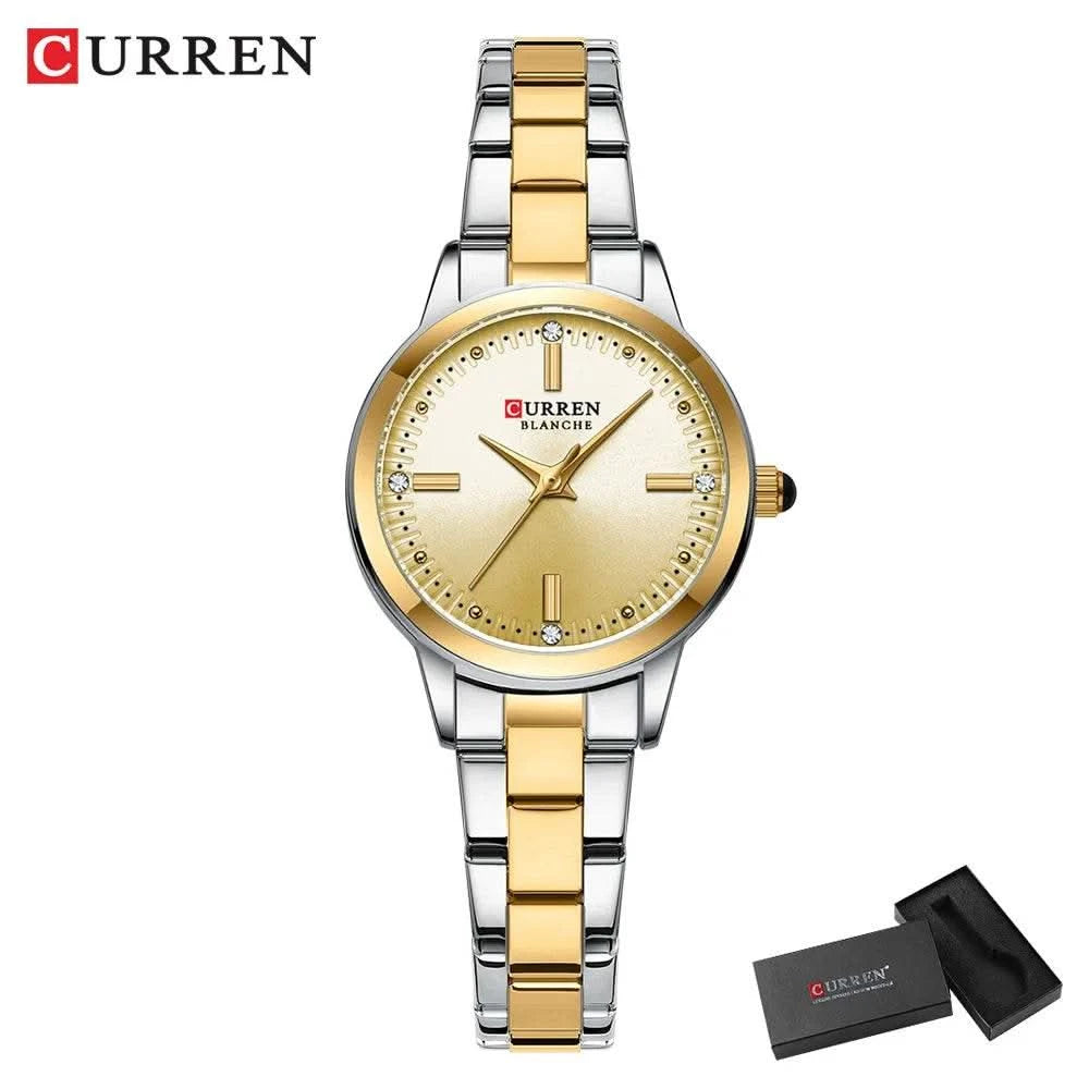 CURREN-Women's Simple Dial Wristwatch, Elegant and Charming Bracelet Quart Watches for Lady, Fashion Brand - M & M Global