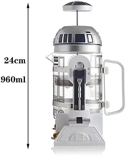 French Press Insulated 304 Stainless Steel Coffee Maker, 32 Oz Robot R2D2 Hand Home Coffee Presser, with Filter Screen for Brew - M & M Global