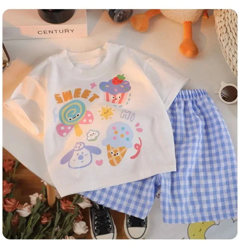 Cartoon Baby Boys and Girls Animals Clothing Sets Summer Short Sleeve Cotton Tops +Shorts PCS Casual - M & M Global