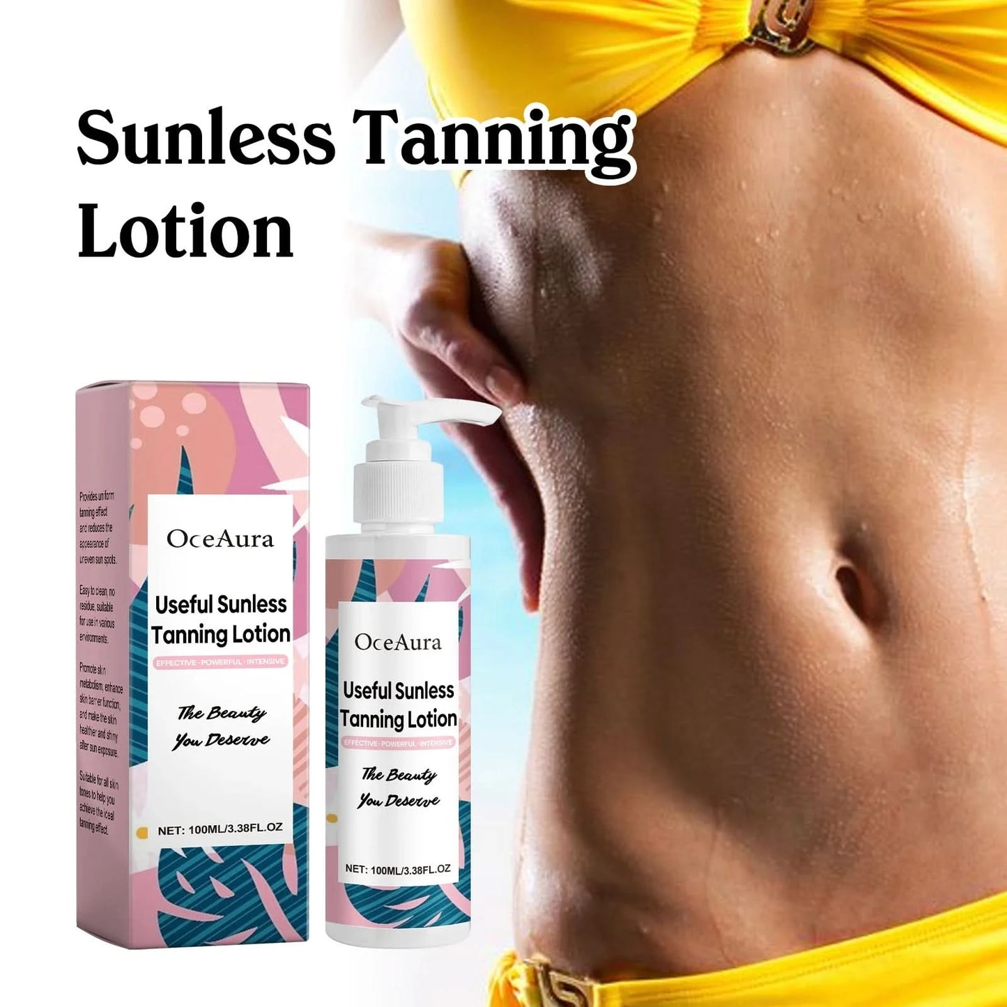 OceAura Sunless Tanning Lotion Summer Outdoor Beach Bronze Skin Improve Health Glow Nourishing Moistuirizing Non-greasy Tanning - M & M Global