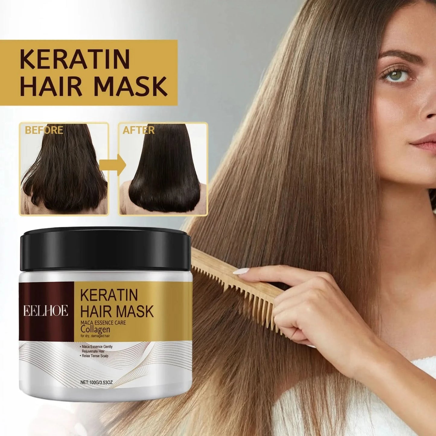 Hair Mask Deeply Moisturizes Hair, Improves Hair Quality, Quickly Repairs Damaged Hair And Prevents Split Ends And Hair Loss - M & M Global