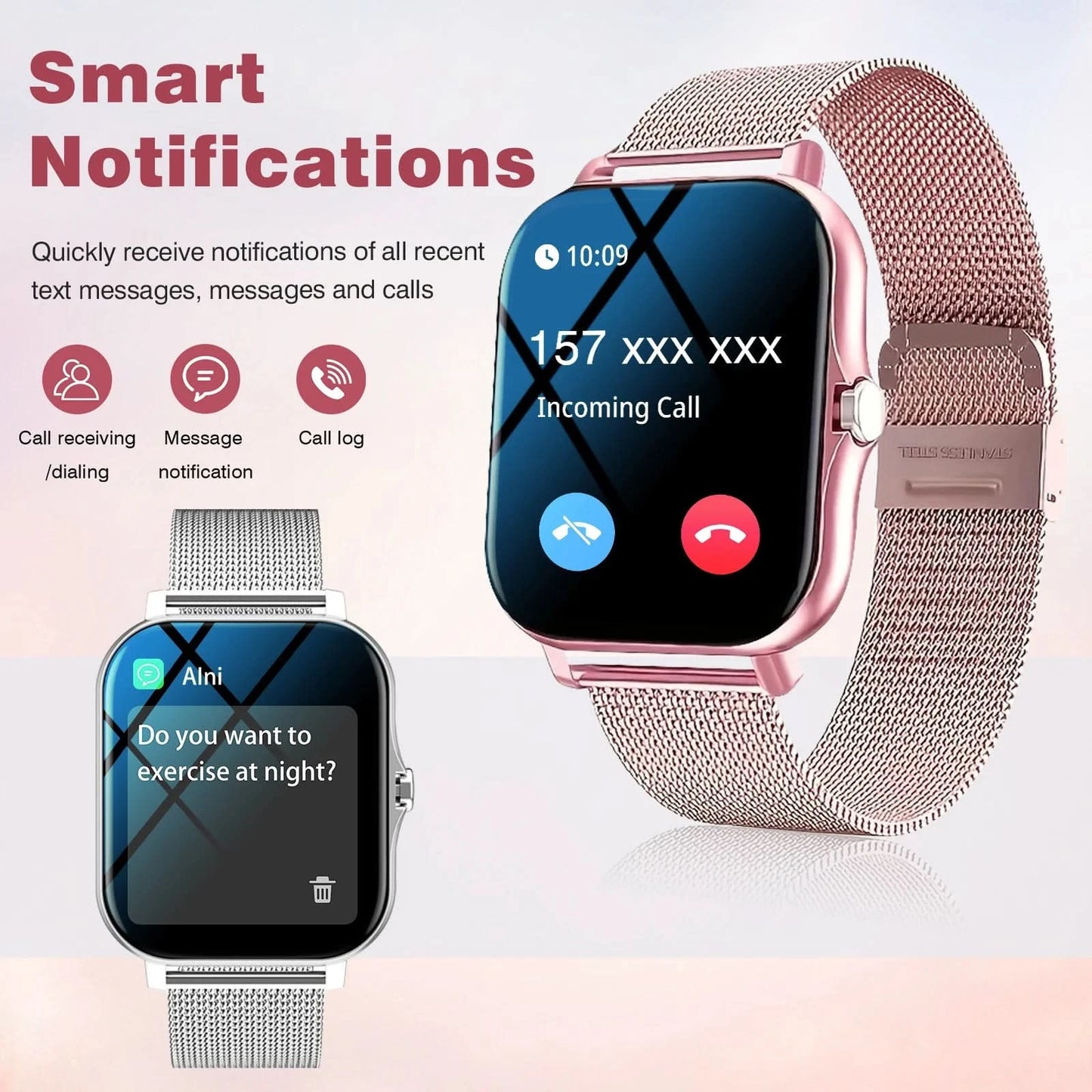 Smartwatch, phone answering/calling, multi-sport mode, message reminder view, suitable for men/women