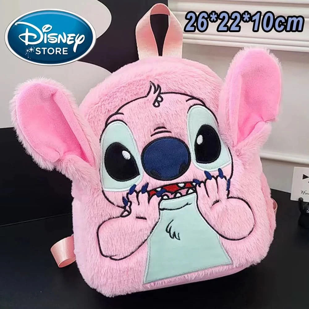 New Disney Plush Backpack Ins Japanese Blue Stitch Funny Cartoon Large-Capacity Student Backpack Kindergarten Bag Child Gift - M & M Global