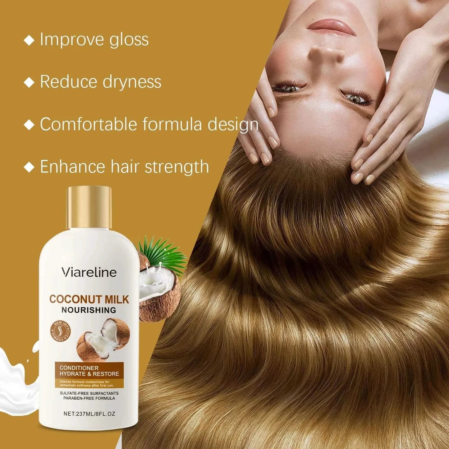 Coconut Milk Hair Conditioner Moisturizing Repair Damged Hair Nourishing Scalp Reduce Dryness Restoring Gloss Hair Conditoner - M & M Global