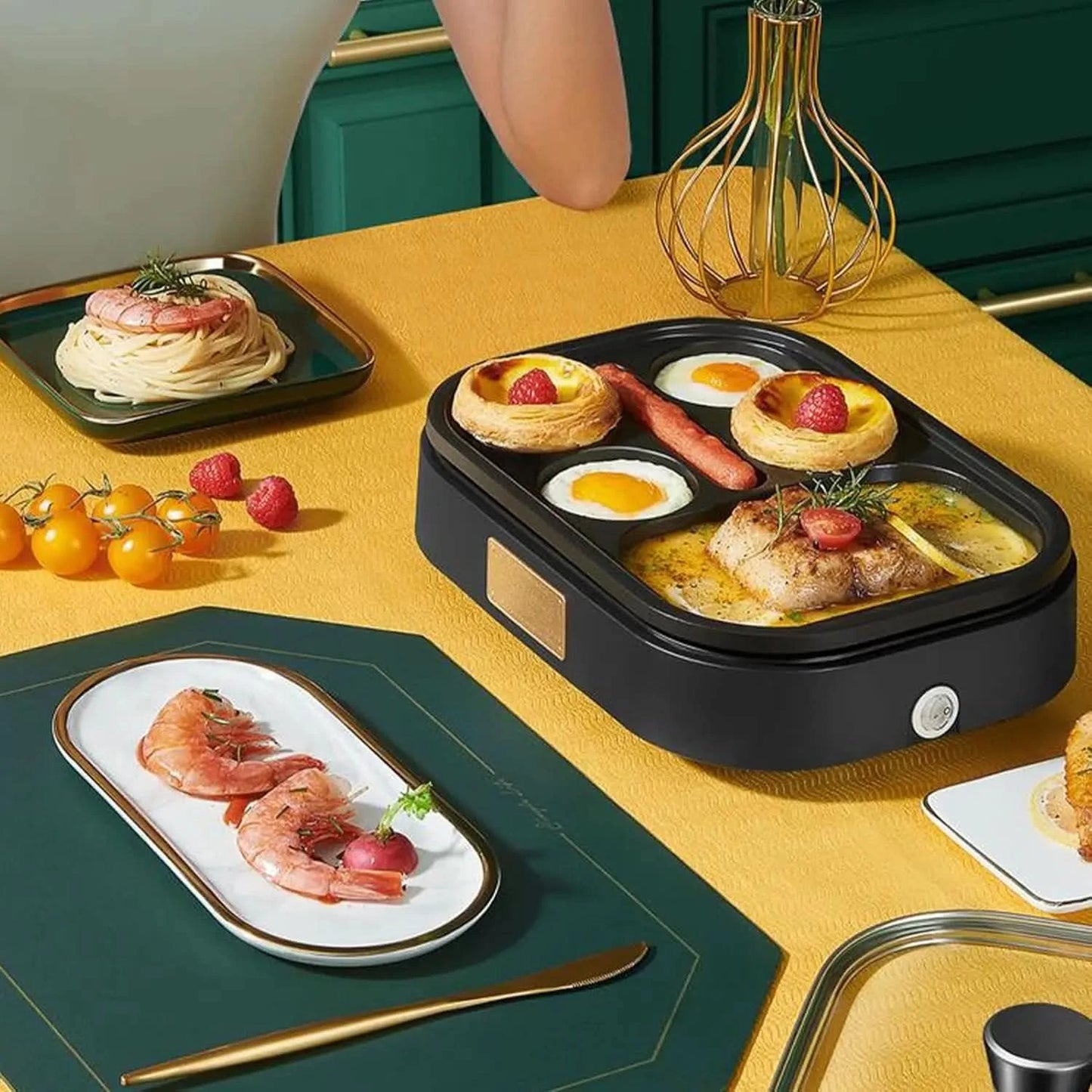 Egg Frying Pan, Electric Egg Cooker with 6 Cup Egg Frying Pan Breakfast Maker Easy Rapid Heating for Lunch Dinner Snacks Making - M & M Global