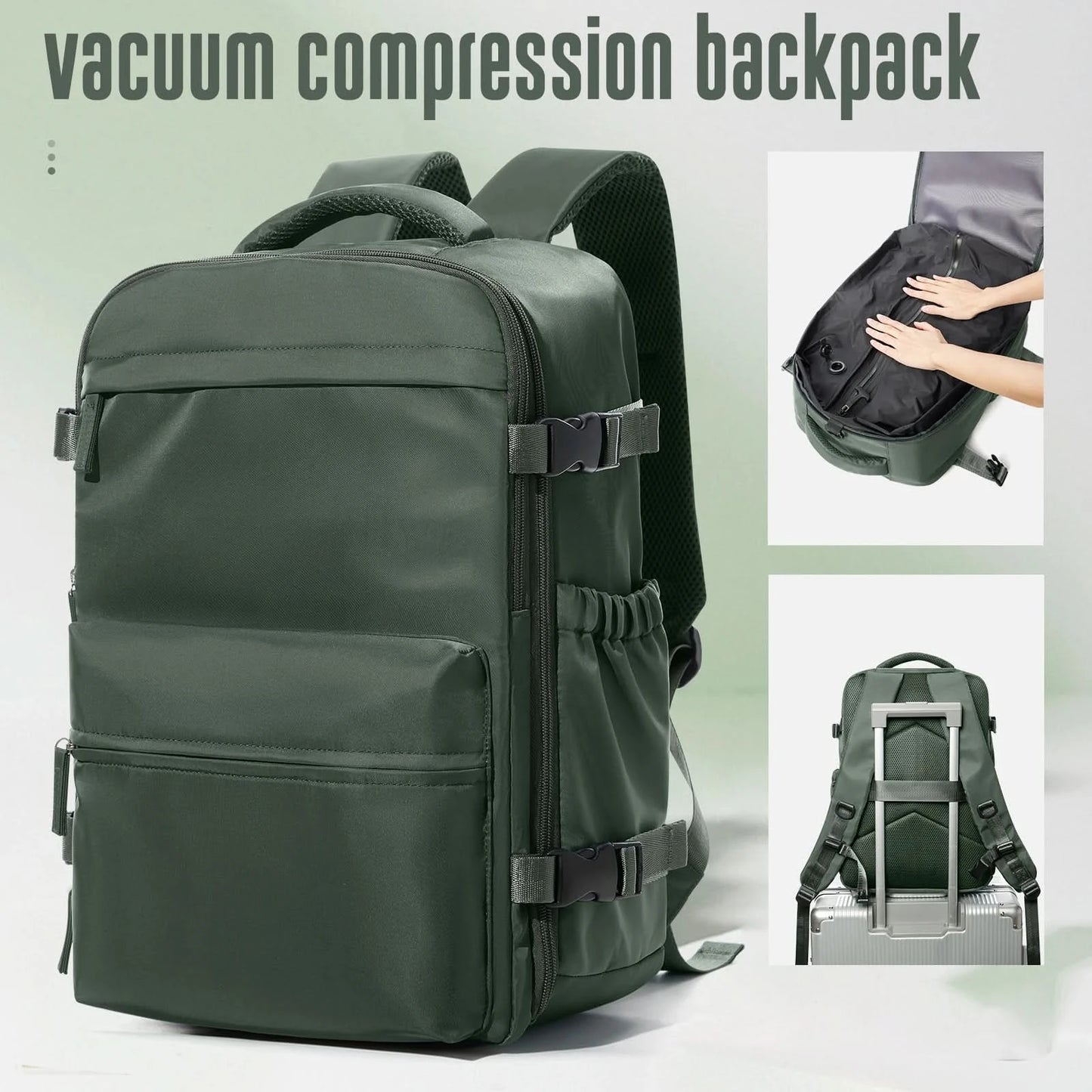 Vacuum Backpack Travel Bag for Men Large Capacity airback Backpack Business Laptop Backpack Women Expandable Backpack School Bag - M & M Global