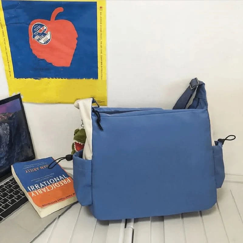 Preppy Casual Nylon Crossbody Bag For Men Women Teen Messenger Bag, Student Commuter Single Shoulder Bag For Travel Daily Use - M & M Global