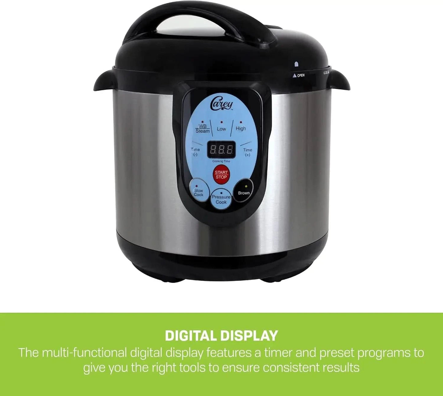CAREY DPC-9SS Smart Electric Pressure Cooker and Canner, Stainless Steel, 9.5 Qt - M & M Global