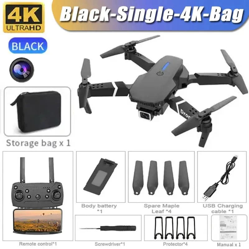 Professional Drone E88 4K Wide-Angle HD 1080P Camera WiFi FPV Height Hold Foldable RC Drone Quadrotor Helicopter Children's Toys - M & M Global