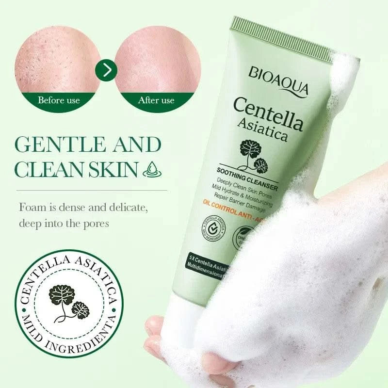BIOAQUA Centella Asiatica Facial Cleanser Moisturizing Oil Control Face Cleansing Face Wash Foam Facial Cleanser Skin Care - M & M Global