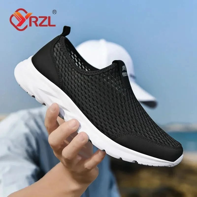 YRZL Men's Sneakers Breathable Mesh Men Casual Shoes Outdoor Non-Slip Big Size Loafers Walking Lightweight Male Tennis shoes - M & M Global