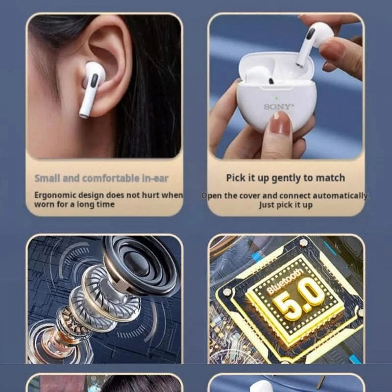 Sony Earphone TWS 9D HIFI Headset Bluetooth Music Earbuds For IPhone Xiaomi IOS Android Wireless Pods Headphones With Mic Cable