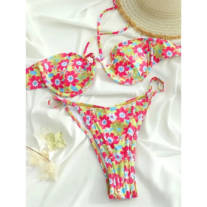 Push Up Swimsuit 2025 Bikinis Print Women Swimwear Cup Biquinis Brazilian Bikini Sets 2024 Bathing Suits Beach Wear Summer - M & M Global