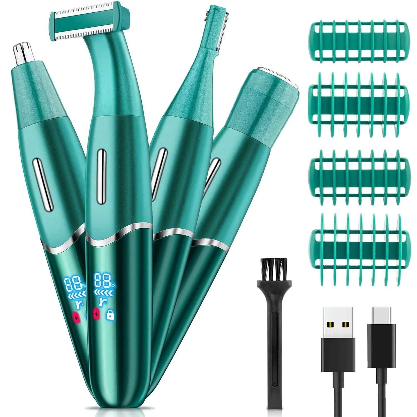 4 in 1 Intimate Areas Haircut Shaver Women Bikini Line Sensitive Razor Balls Pubic Hair Shaving Trimmer Face Beard Clipper 5683A - M & M Global