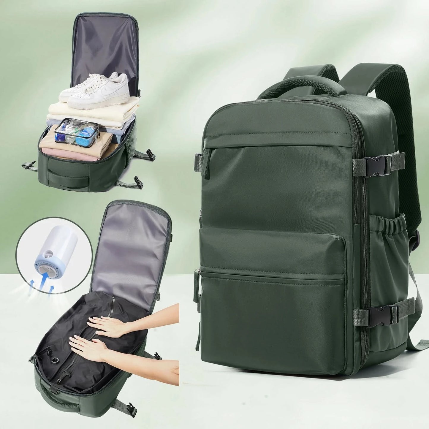 Vacuum Backpack Travel Bag for Men Large Capacity airback Backpack Business Laptop Backpack Women Expandable Backpack School Bag - M & M Global