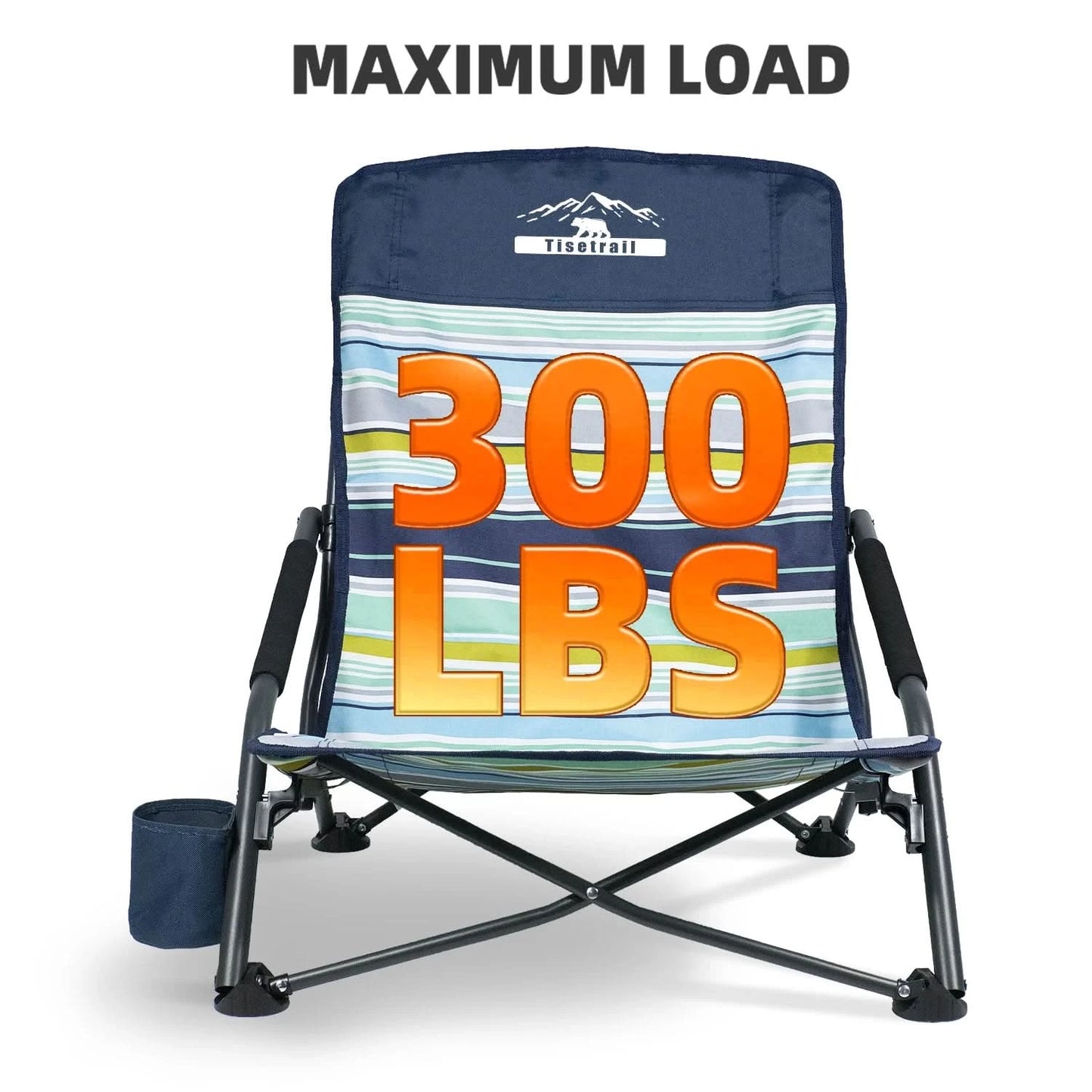 Tisetrail 2 Pack Portable Beach Chair For Adults Low Back Sling Chair With Cup Holder Folding Mesh Sand Chair Lightweight