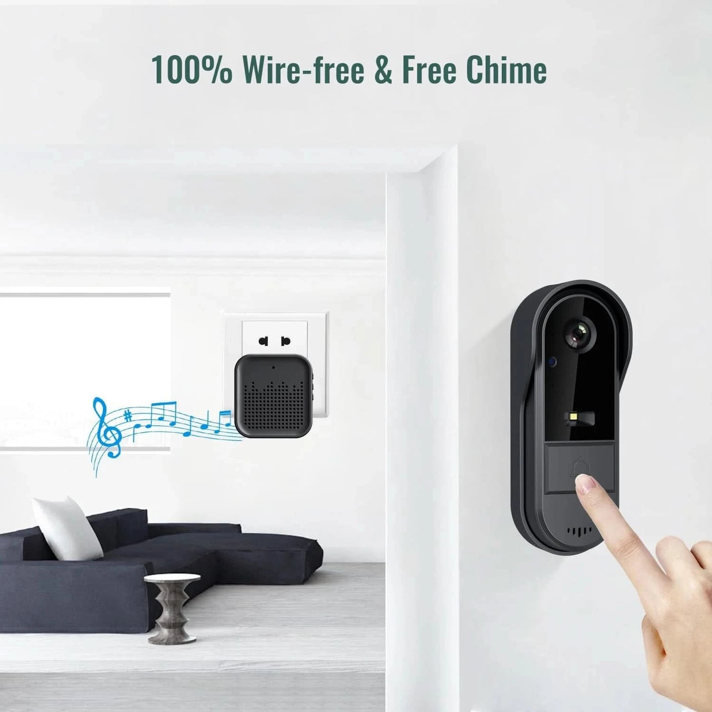 Tuya WiFi doorbell 2-way HD 1080P, microSD/cloud, waterproof, 1000mAh battery, long standby,Wireless Security Camera - M & M Global