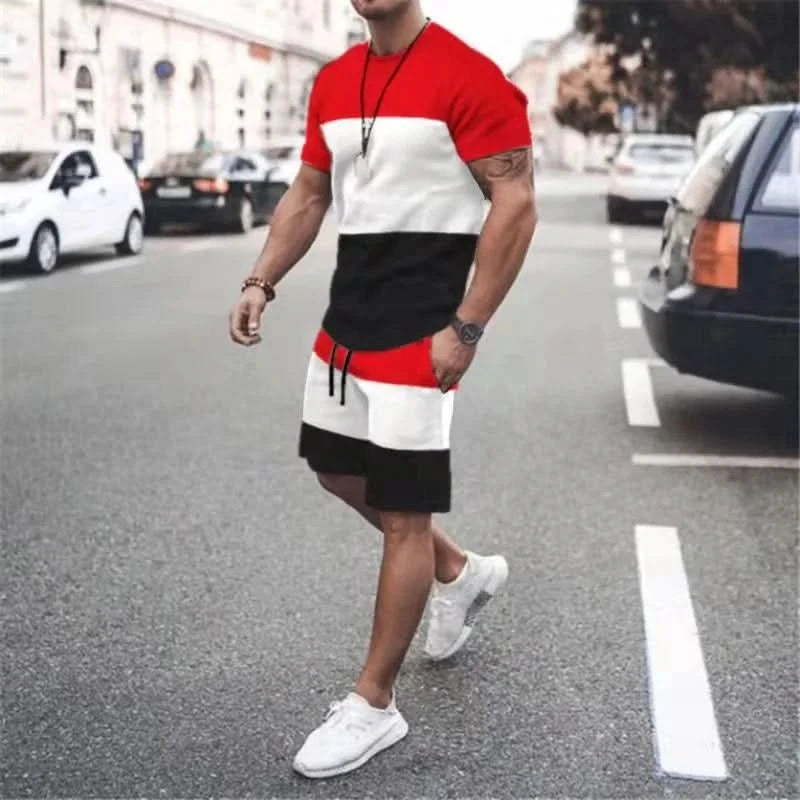 Summer Set Men Oversized T Shirt Shorts 2 Piece Outfits Short Sleeve Print Tracksuits Fashion Sportswear Sets Men's Clothing - M & M Global