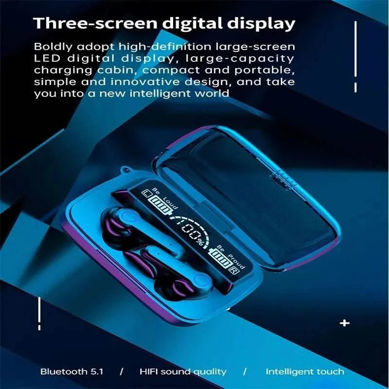 #M19 Bluetooth Headset Wireless Tws Gaming Support Noise-cancelling Touch In-ear Mini Emergency Power Bank Headset - M & M Global