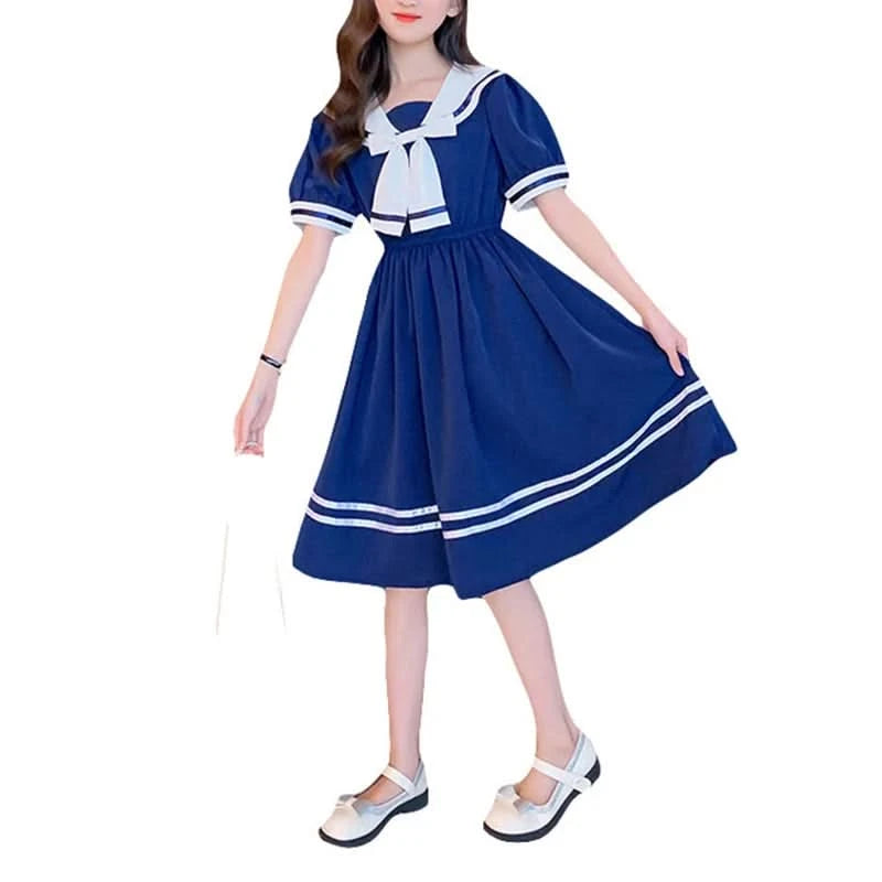 Girls School Dress Summer Dresses for Kids Costume Preppy Style School Teenagers Children Clothes Vestidos Dresses - M & M Global
