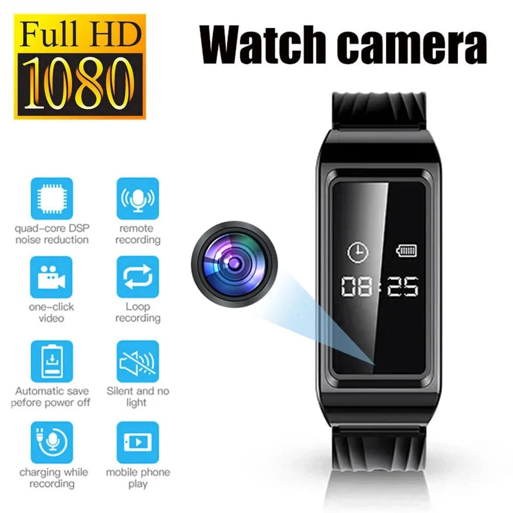 HD Mini Camera Watch 8-256GB Video Voice Recorder Bracelet USB Flash Driver Dictaphone Noise Reduce Sound Recording Wristband - M & M Global
