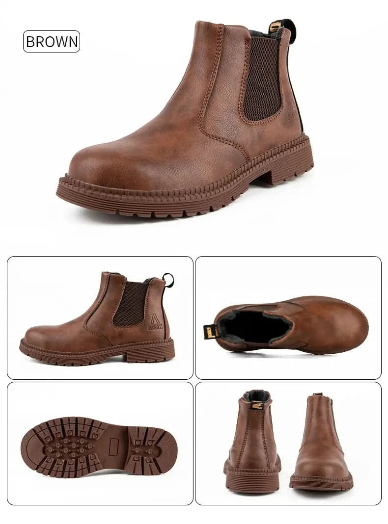 Industrial-Grade Steel Toe Boots Metatarsal Guard Triple Protection Men Work Boots Waterproof Construction Work Shoes Anti-smash