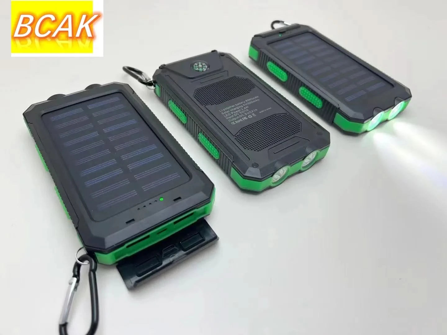 BCAK Brand Power bank Outdoor 200000mAh Large Capacity Solar Power Bank Portable With Lanyard Compass External Battery Camping - M & M Global