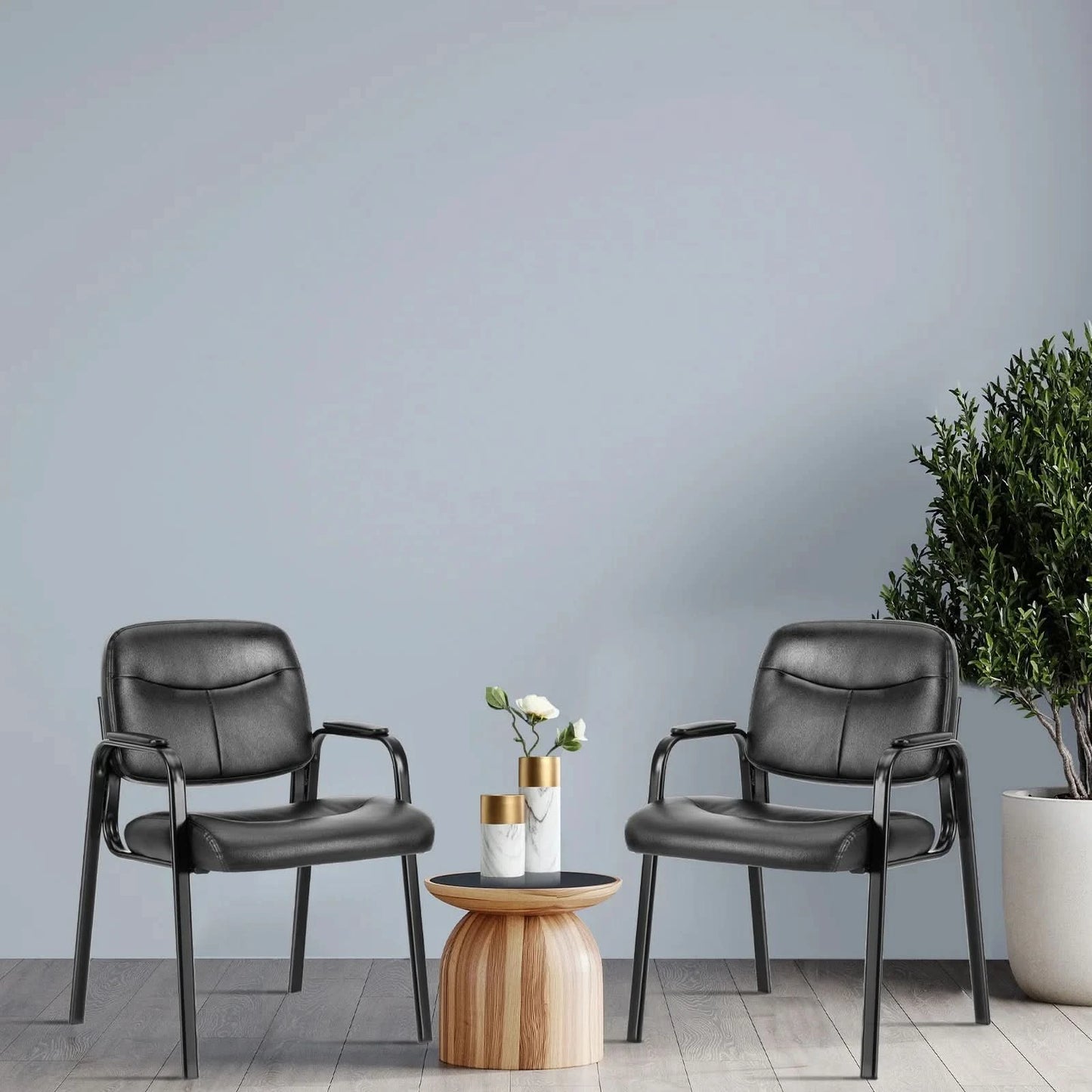 JHK Pu Leather Office Waiting Room Guest Chair Metal Frame Sponge Cushion Conference Room Lobby Table Chairs For Furniture