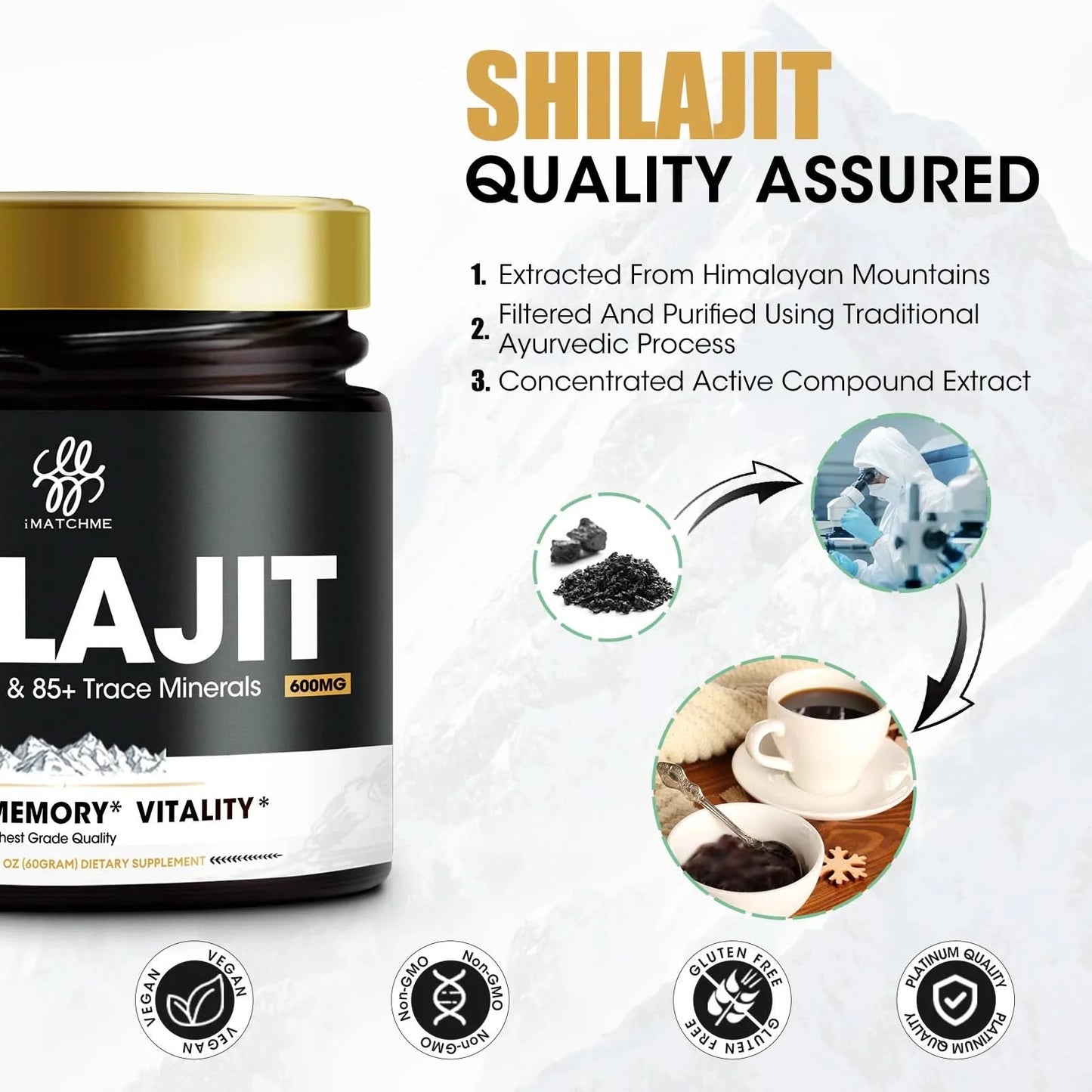 Pure Shilajit Supplement for Men & Women –85+ Trace Minerals & Fulvic Acid - Energy, Brain, Immunity – Himalaya Shilajit Resin - M & M Global
