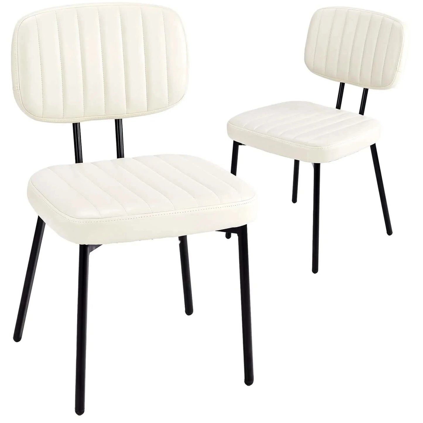 JHK Dining Chairs Set of 2 Ergonomic Lumbar Support PU Leather Foam Sponge Cushion Seat and Metal Legs for Modern Kitchen