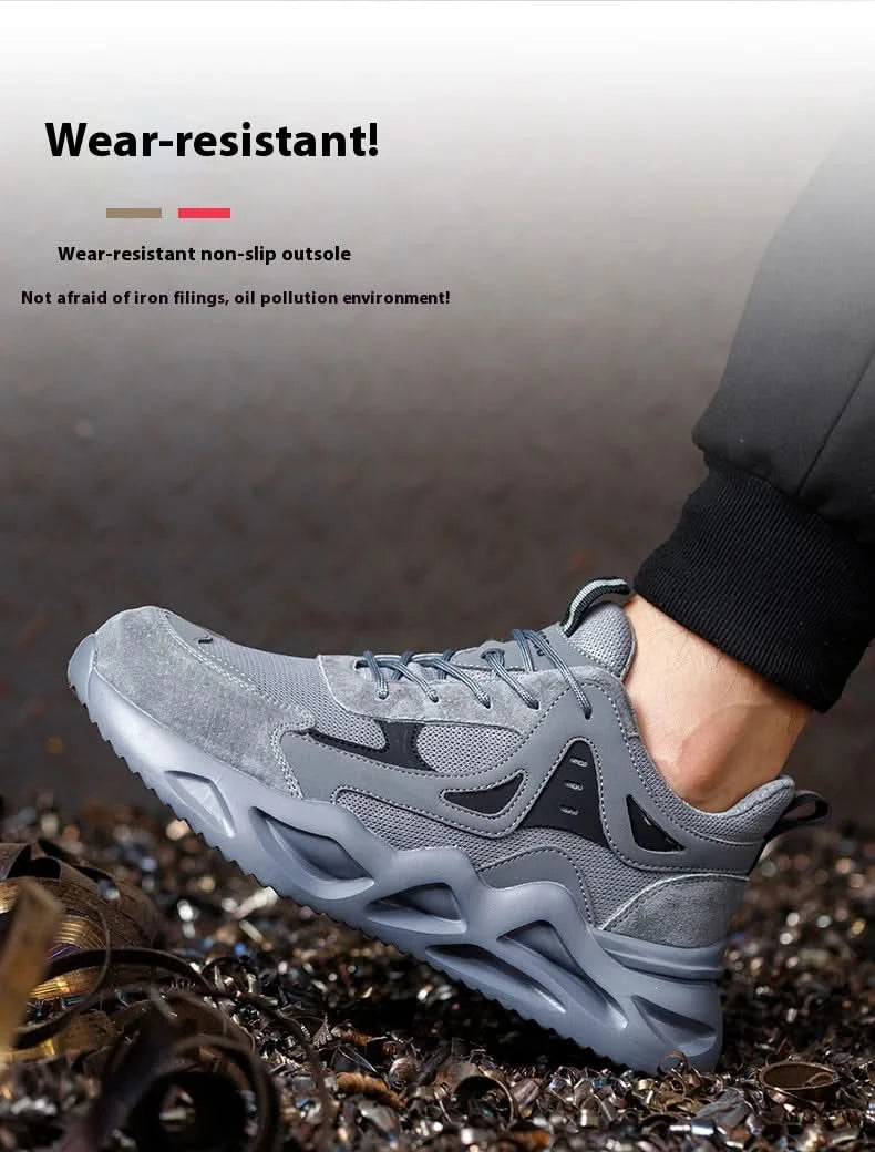 Men's Comfortable Soft-Soled Smash and Puncture Resistant Work Shoes