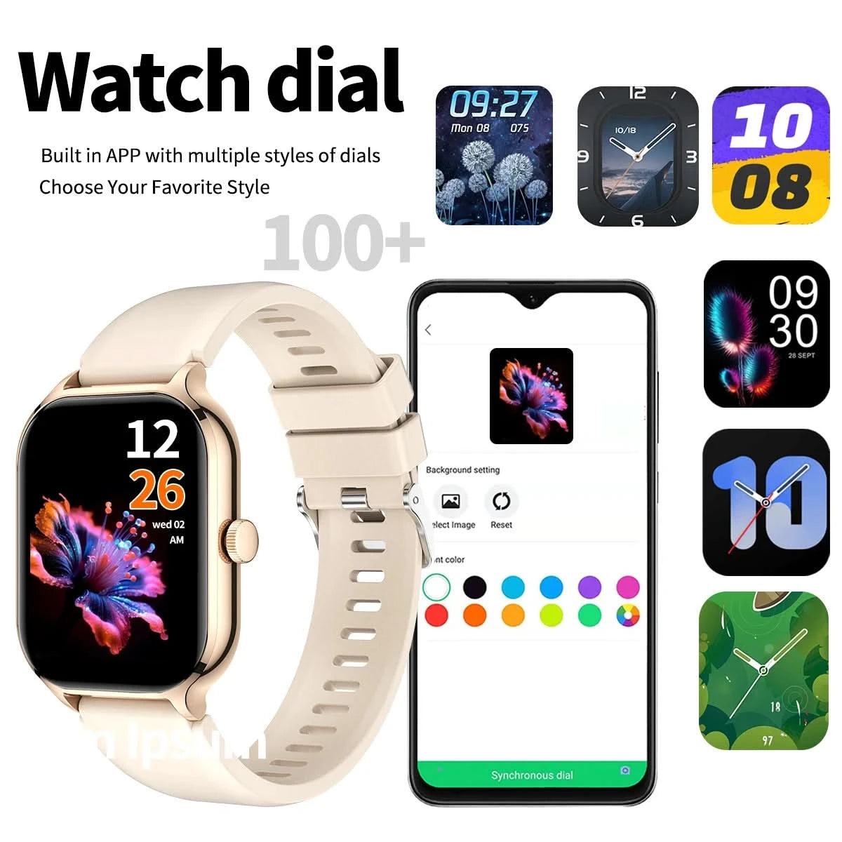 Smart watch, wireless calling /dial, multi -Sport mode,Suitable for men and women, sports watches, for iPhone/Andriod