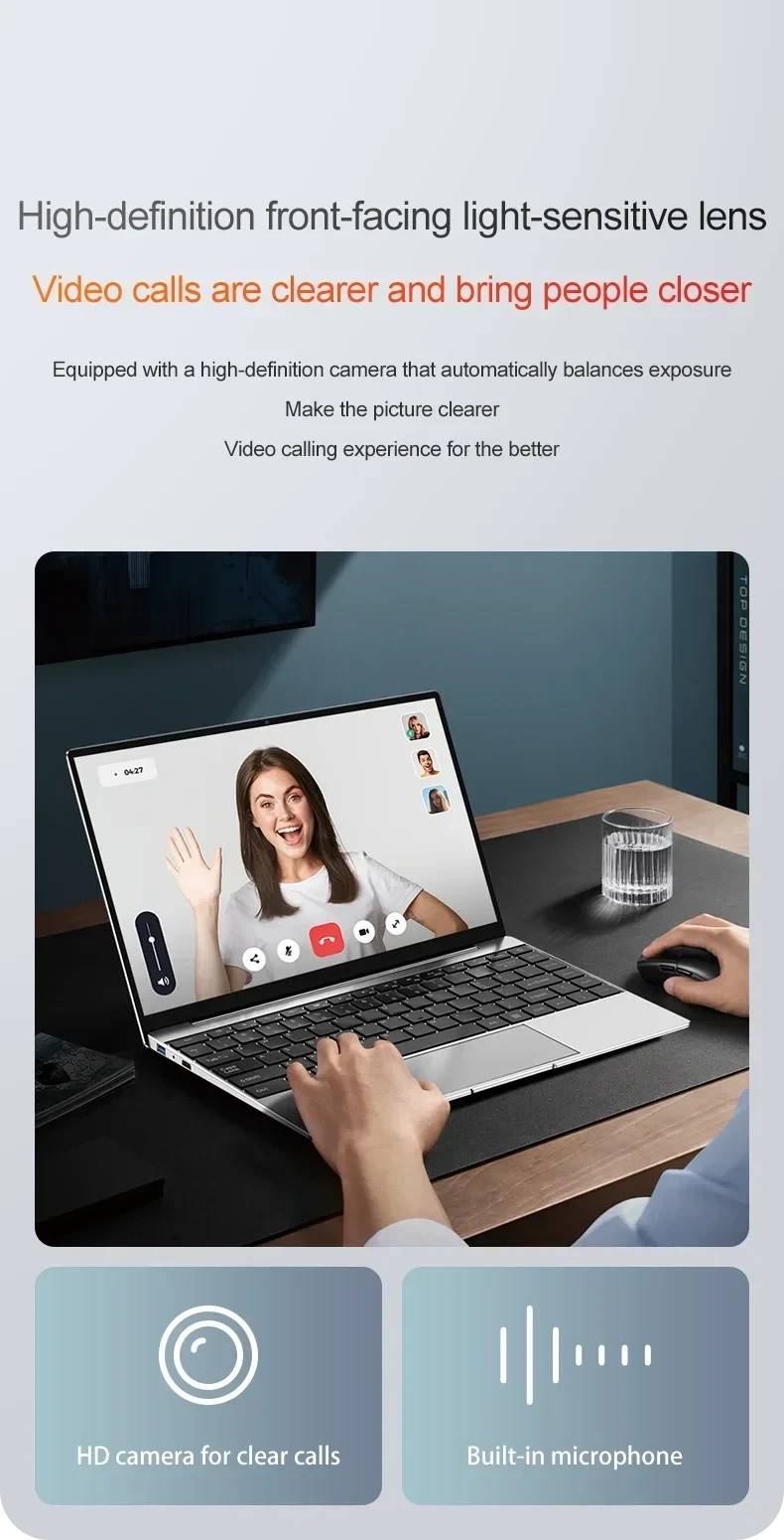 LENO 14.1"Ultra Slim Laptop 16GB RAM 2TB SSD Intel N3700 Windows 11 Notebook Gamer 1920*1080 HD Display Office Study Computer PC