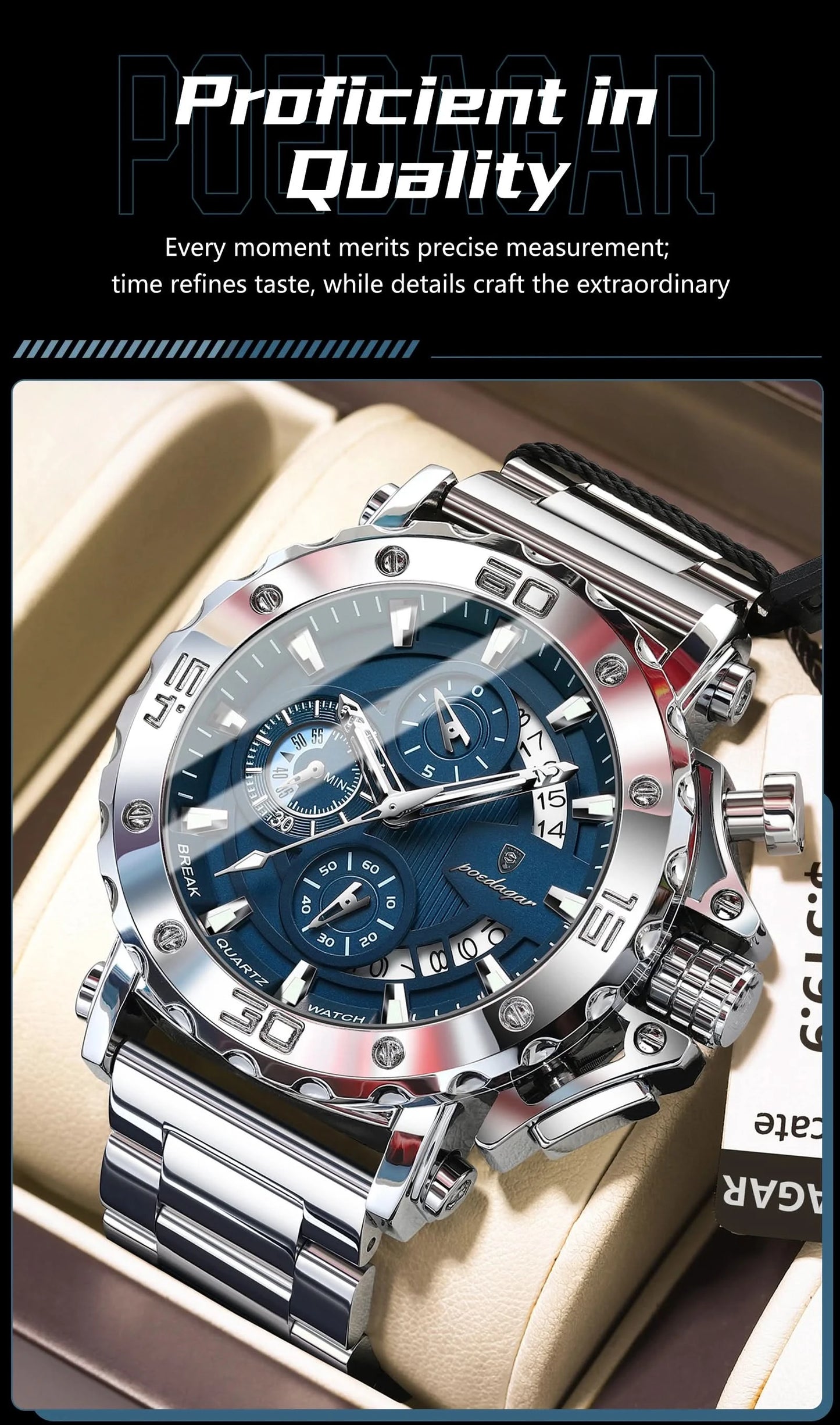 POEDAGAR Luxury Watch For Men Calendar Luminous Waterproof Man Clock Male Chronograph Stainless Steel Men's Quartz Watches Reloj - M & M Global