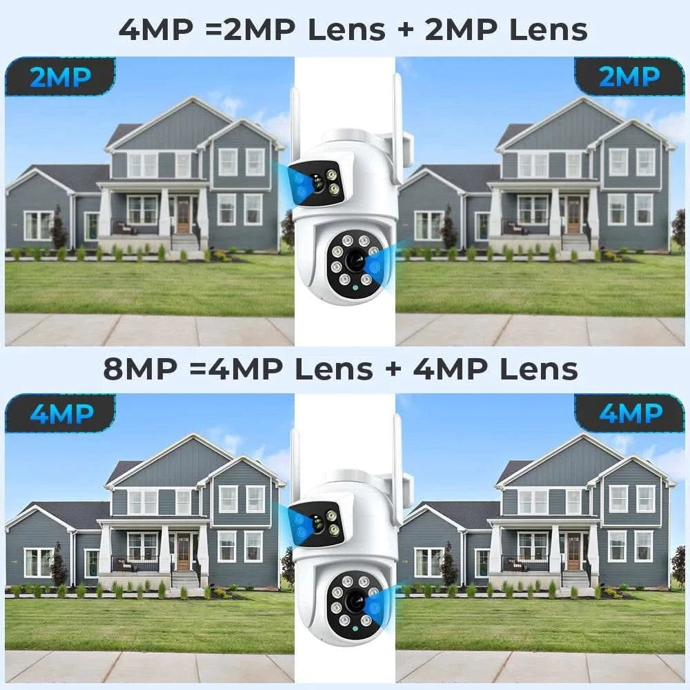 8MP 4K Outdoor Wifi Security Camera Dual Lens Dual Screens Video Surveillance Camera Home Smart Human Detection ICSEE APP - M & M Global