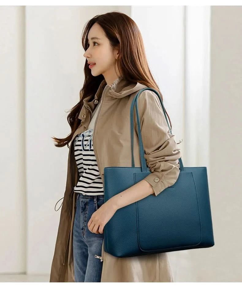 Solid Color Luxury Handbag Women Bags Designer HIgh Quality Leather Shoulder Bags for Women 2024 High Capacity Shopping Tote Bag - M & M Global